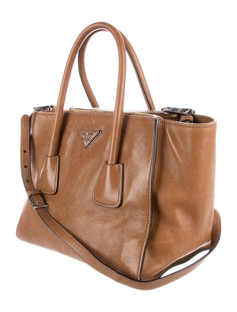 Prada Glace Calf Double Zip Tote 